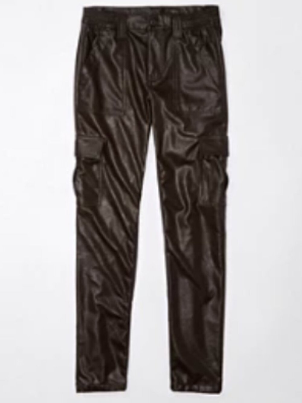 American Eagle Stretch High-Waisted Leather Straight Cargo Pants